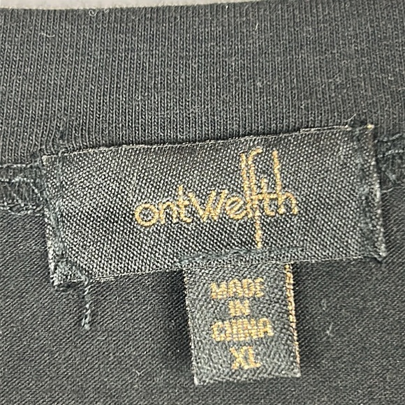 Ontwelfth Classic Embellished Pearl Rhinestone Short Sleeve Top XL Black - Picture 5 of 11